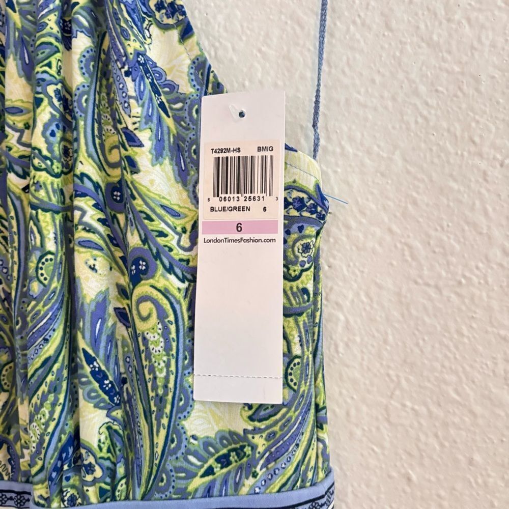 NWT London Times style women’s maxi dress, navy/green new with tags - Picture 3 of 4